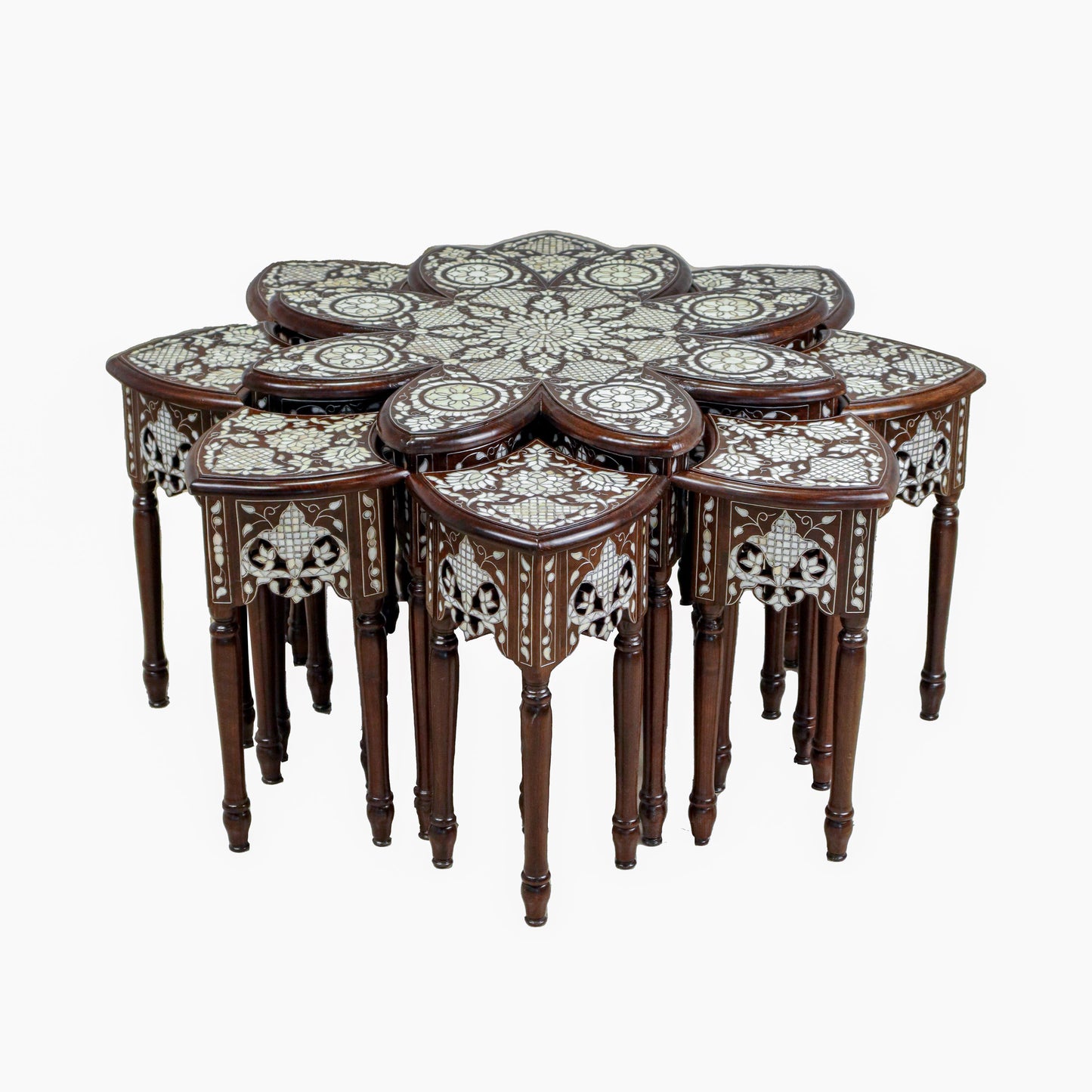 Contemporary Mother of Pearl Inlay 9-Piece Coffee Table Set
