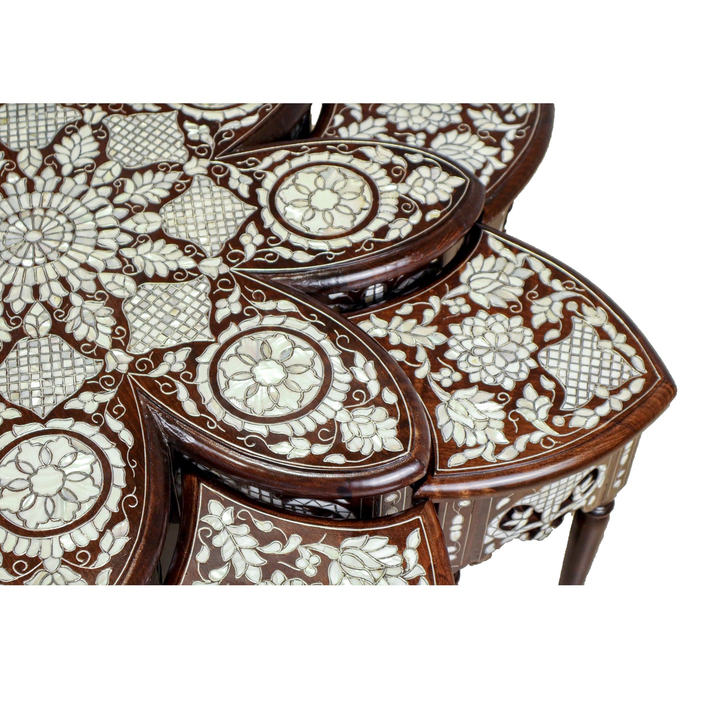 Contemporary Mother of Pearl Inlay 9-Piece Coffee Table Set