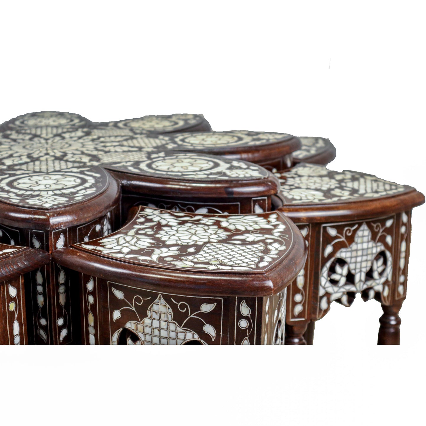 Contemporary Mother of Pearl Inlay 9-Piece Coffee Table Set