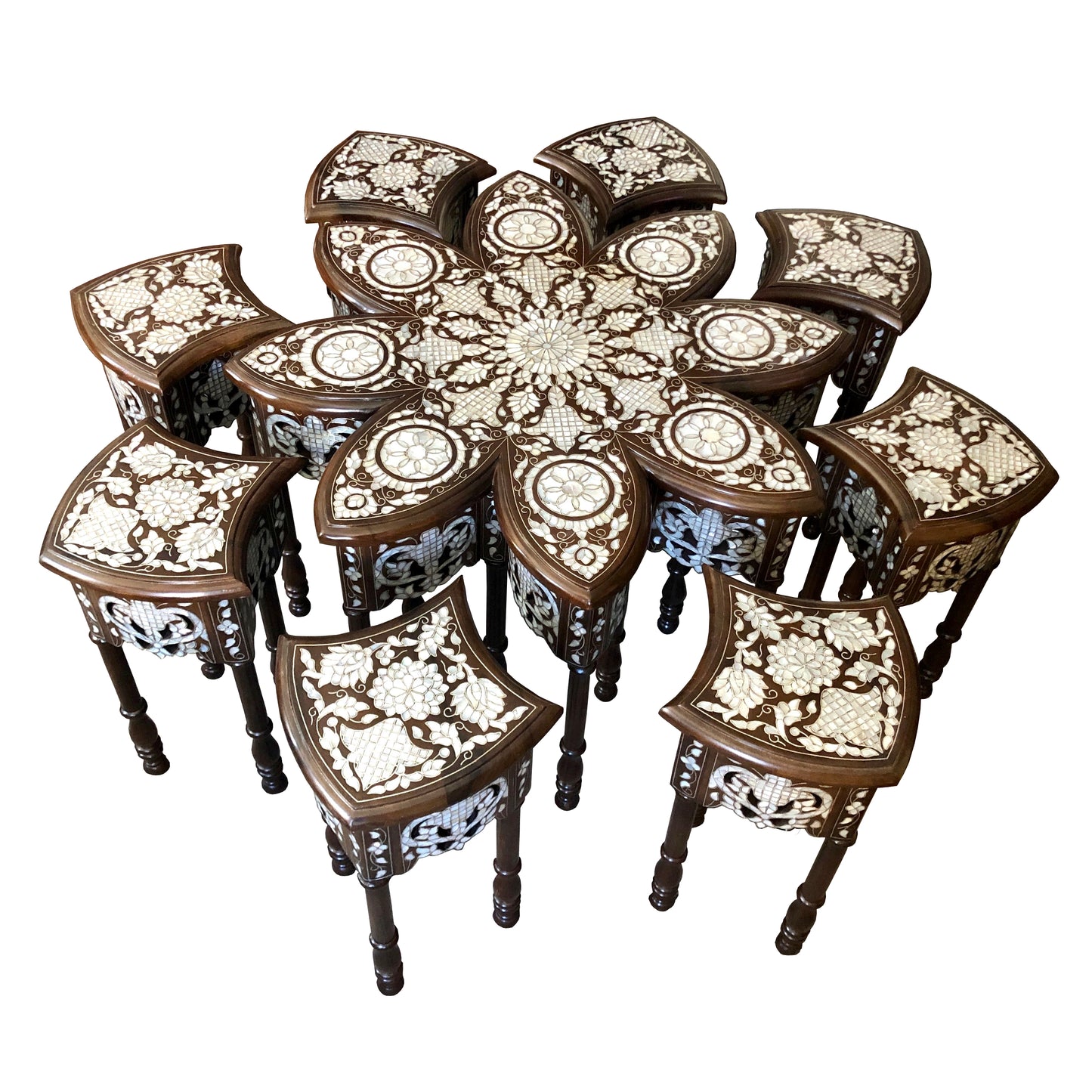 Contemporary Mother of Pearl Inlay 9-Piece Coffee Table Set