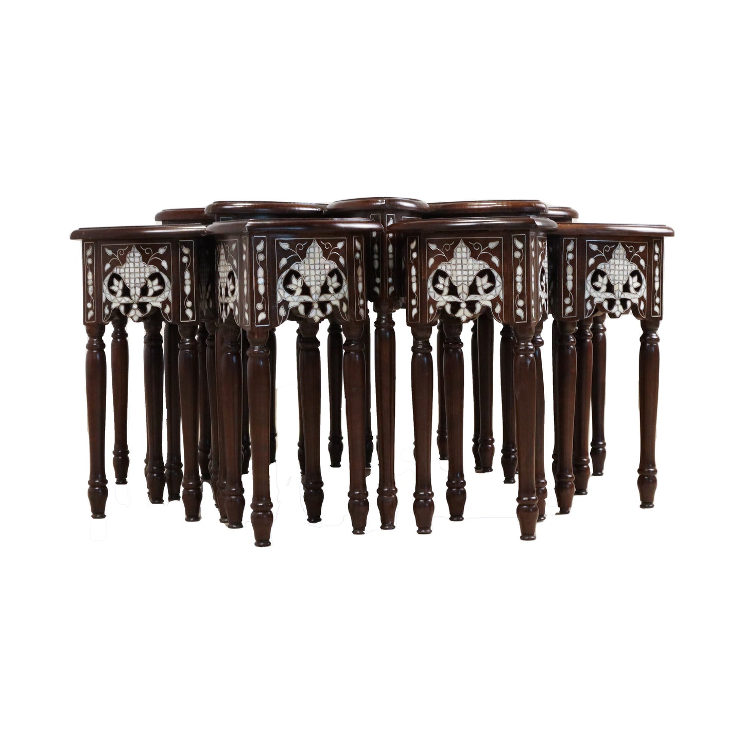 Contemporary Mother of Pearl Inlay 9-Piece Coffee Table Set